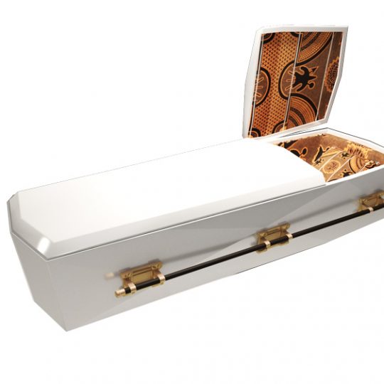 Royal Diamond Casket (White) Gloss + Blanket Bafokeng Royal Caskets